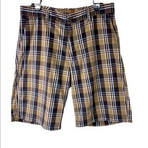 Men’s Flat Front Plaid Shorts by Blue Size 34